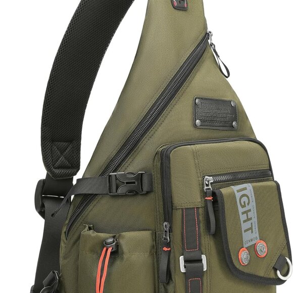 Multi-Functional Army Green Sling Bag - Perfect for Travel, Work & Adventure - Picture 1 of 6